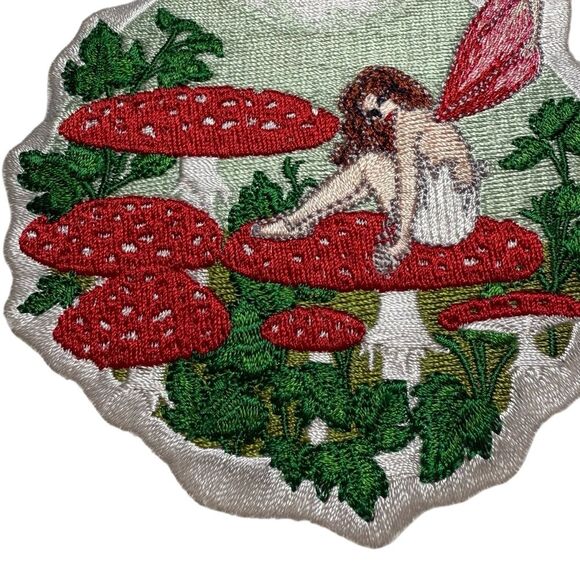 Vintage 2005 Nedda Shishegar Forest Fairy with Mushrooms Iron On Patch - Picture 5 of 8